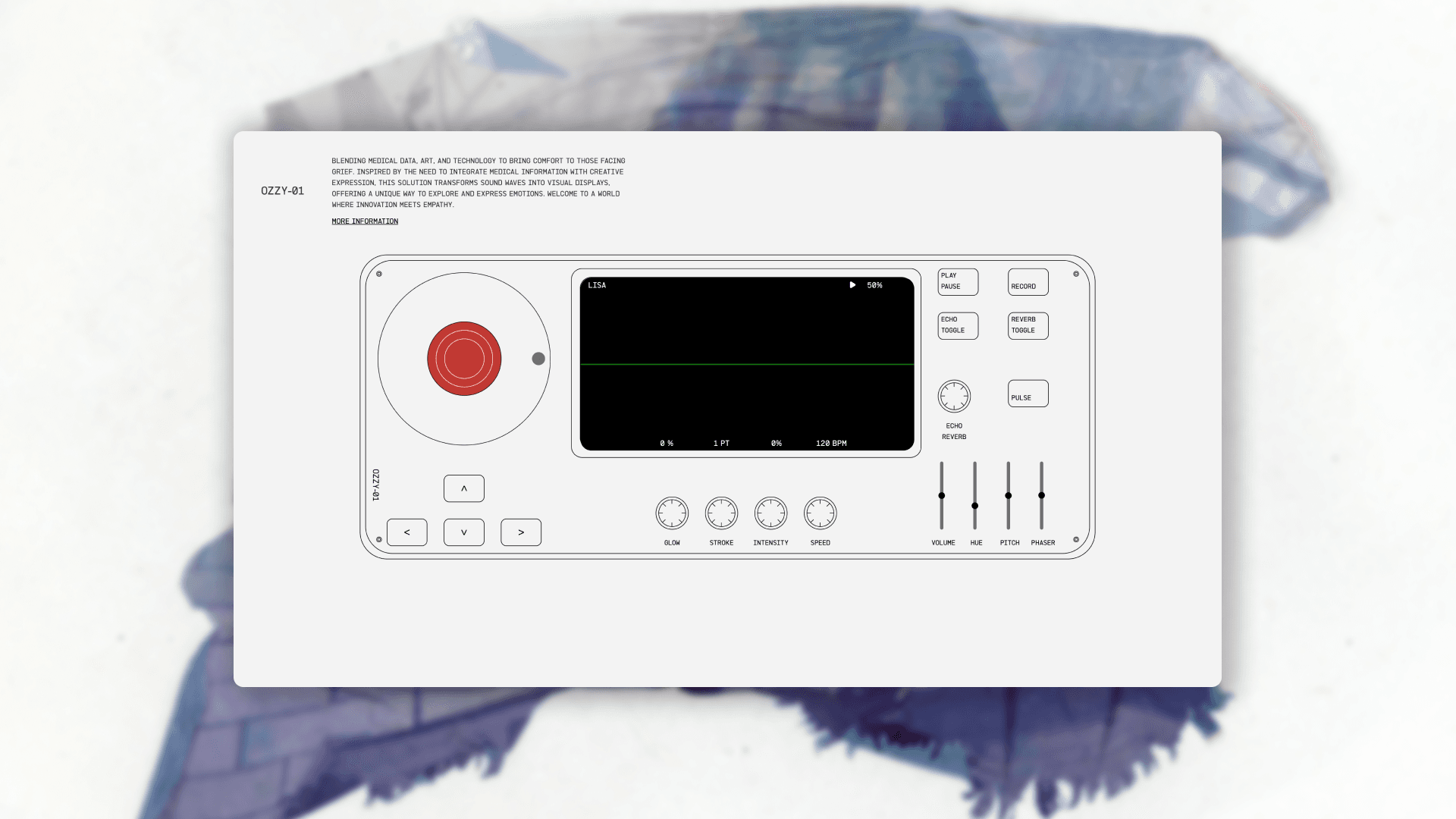 Ozzy-O1 transforming voice recordings into interactive generative visuals to process grief.